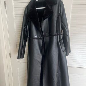 Women's Black Leather Coat
